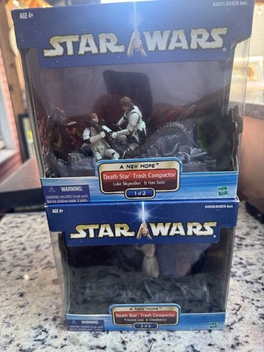 VTG 2002 Star Wars New Hope Death Star Trash Compactor Diorama Set 1 & 2 MIB