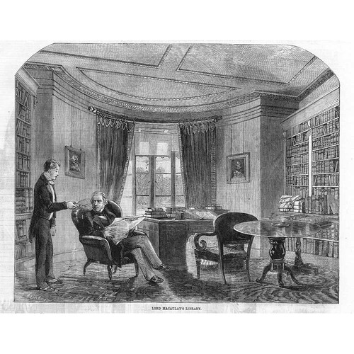 Library of Lord MacAulay of Rothley Leicestershire - Antique Print 1860