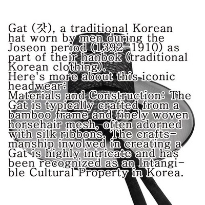 m Traditional Korean hat GAT Joseon Dynasty costume for adult men