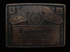NH01116 VINTAGE 1970s **BUDWEISER LAGER BEER** ANHEUSER-BUSCH BOOZE BELT BUCKLE