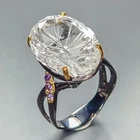 Gemstone 16 ct+ Natural Quartz Ring 925 Sterling Silver Size 8 /R454352