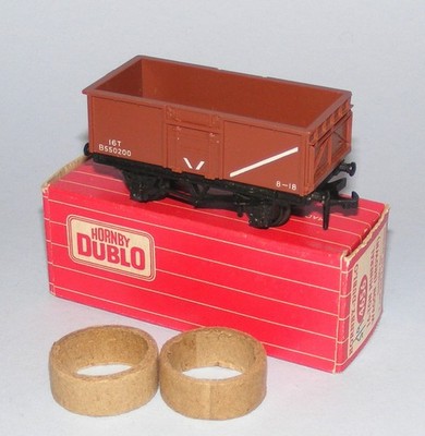 HORNBY DUBLO 2-RAIL #4656 RARE BR BROWN MINERAL WAGON TOP BOXED