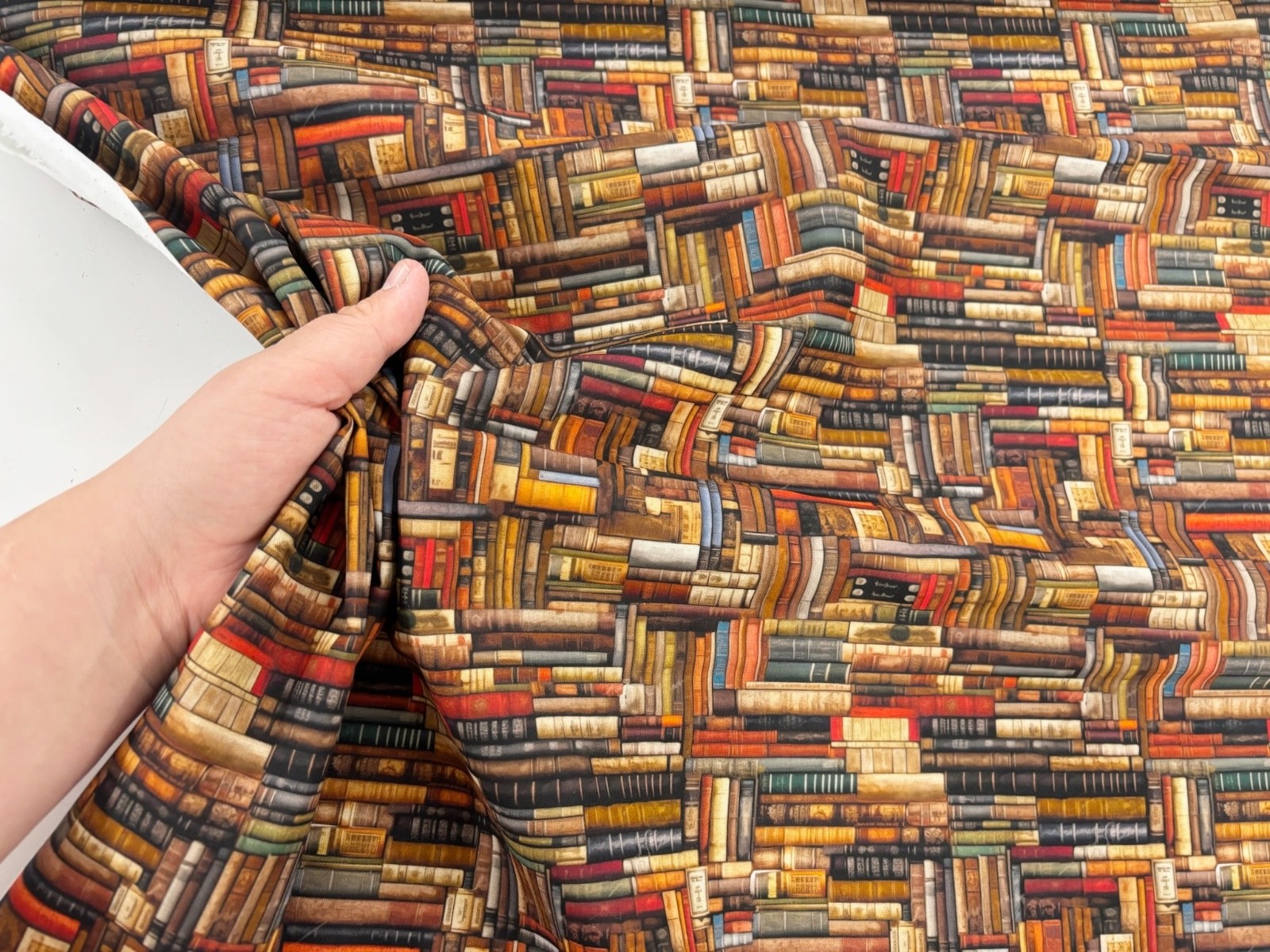 Old Books Cotton Fabric Library Book Worm Reading Dressmaking and Craft