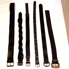 Set 5 Various Womens Belts Brown Black various designs buckles - preloved