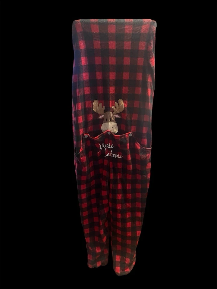 Faded Glory Pijama Mujer Una Pieza-Rojo y Negro Cuadros, Alce Furgón L Foto 2 de 4