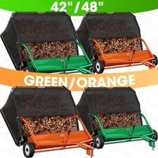 42/48 " Tow-Behind Lawn Sweeper Leaf Yard Collector Adjustable Sweeping Height