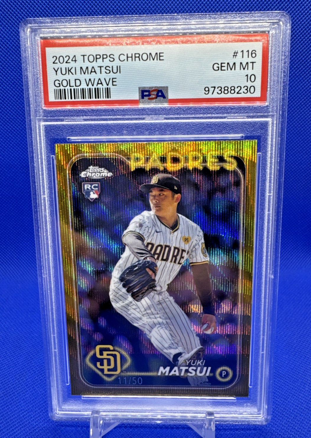 2024 Topps Chrome - Yuki Matsui #116 Gold Wave Refractor /50 (RC) PSA 10 GEM MT