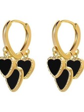Heart Hoop Earrings for Women Trendy 925 Sterling Silver Black Love Heart