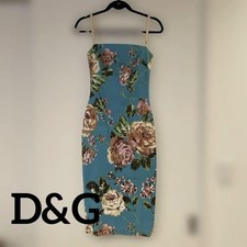 D&G Camisole Dress Vintage Floral Print Size 24/38 Blue Summer Style