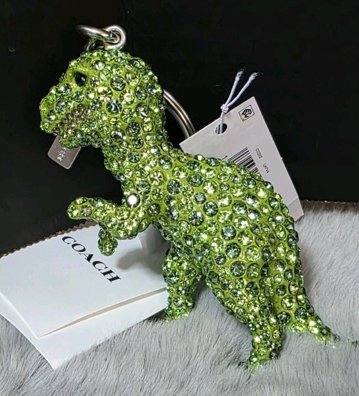 COACH LARGE CRYSTAL REXY GREEN Dinosaur CHARM Birthday NICKEL