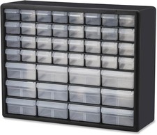 Akro-Mils 44-Drawer Plastic Storage Cabinet, 20'W x 6'D x 16'H, Black Plastic