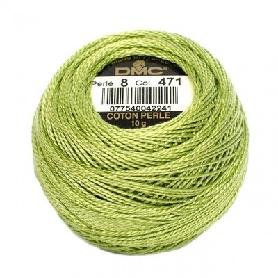 DMC Pearl / Perle Cotton Thread Balls Size 8 VERY LIGHT AVOCADO GREEN 471