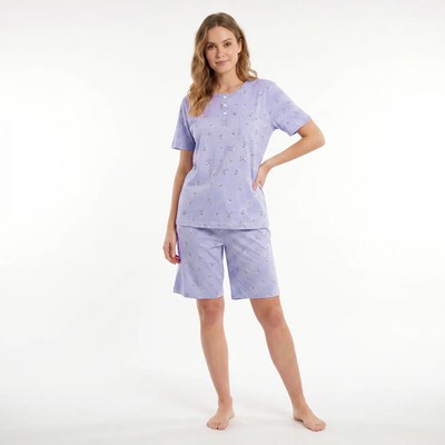 Damen Shorty Schlafanzug Kurzarm Pyjama Set Baumwolle Hose Shirt M-