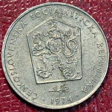 HIGH GRADE DETAILS  1974 CZECH REPUBLIC-CZECHOSLOVAKIA 2 KORUNY COIN-DEC219