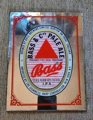 6x8 inch Retro Bass & CO. Pale Ale Wall Mirror for Man Cave or Bar Decoration 