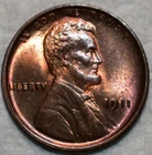 Brilliant Uncirculated 1911-P Lincoln Cent, Blazing, Red-Brown specimen.