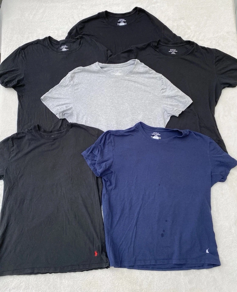 Lot Of 6 Polo Ralph Lauren Tees Mens Size Large T-Shirt Undershirts Crew Neck - Image 2 of 4