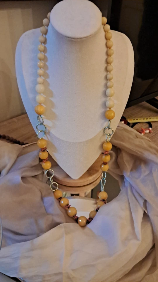 Collana VINTAGE In Pietre Dure Giada E CORALLO DI SCIACCA - Immagine 2 di 4