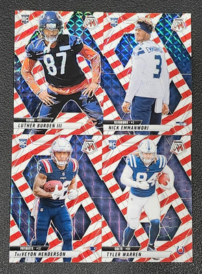 2025 Mosaic Football RED AND WHITE STRIPE PRIZMS You Pick - 2 Card Minimum