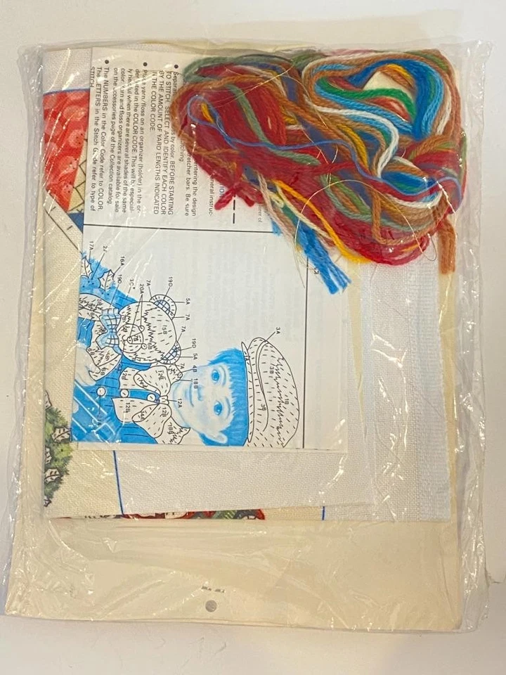 Vintage The Creative Circle Boys Crazy Quilt Christmas Stocking Sealed Kit 2281 - Image 4 of 4