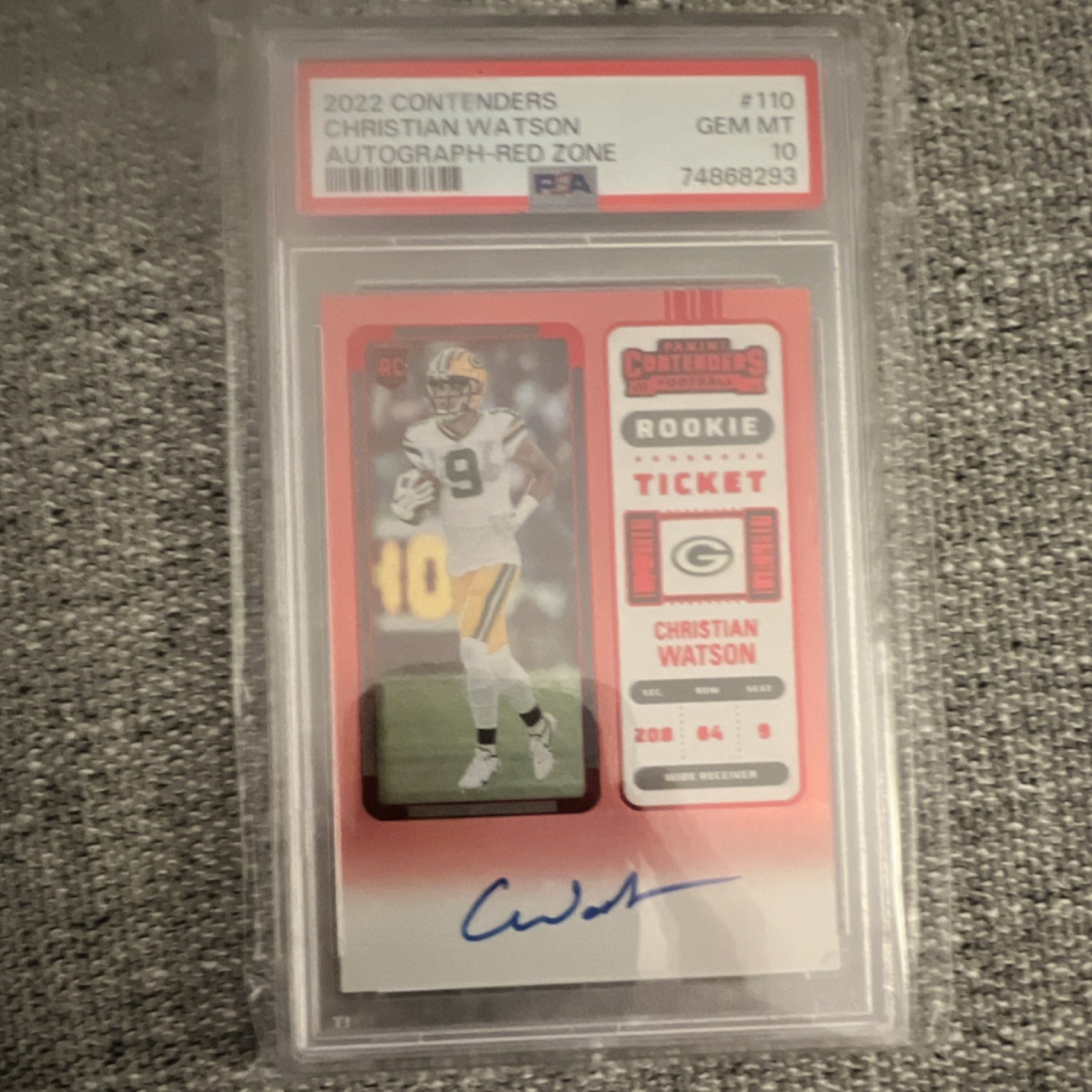 Christian Watson Panini Contenders #110 Autograph Red Zone