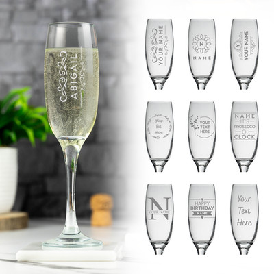 Personalisierte Sektflöte Glas mit Gravur Geburtstag Geschenk Weihnachten Prosecco