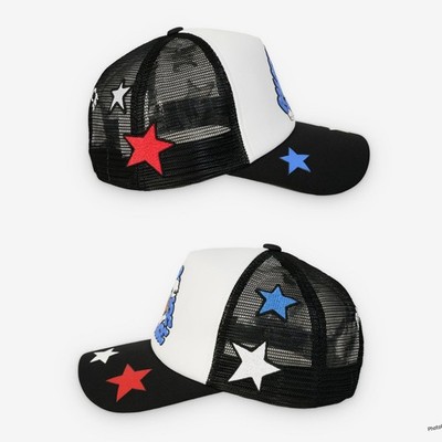 PALACE x BODE Star Trucker Hat Black White Red Embroidered Mesh - NEW
