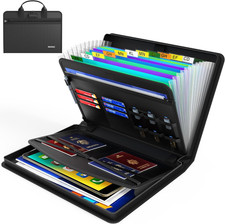 Fireproof Accordion File Organizer with Lock, 13 Pockets Expanding File Folder w
