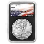 2024 $1 American Silver Eagle NGC MS69 Flag Label Retro Core