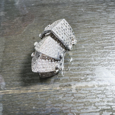 Rare Vivienne Westwood Diamante Armor Ring Silver 925 Size XS