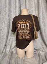    Vintage Inspired  April 2011  Graphic Tee  Brown Retro T-Shirt   