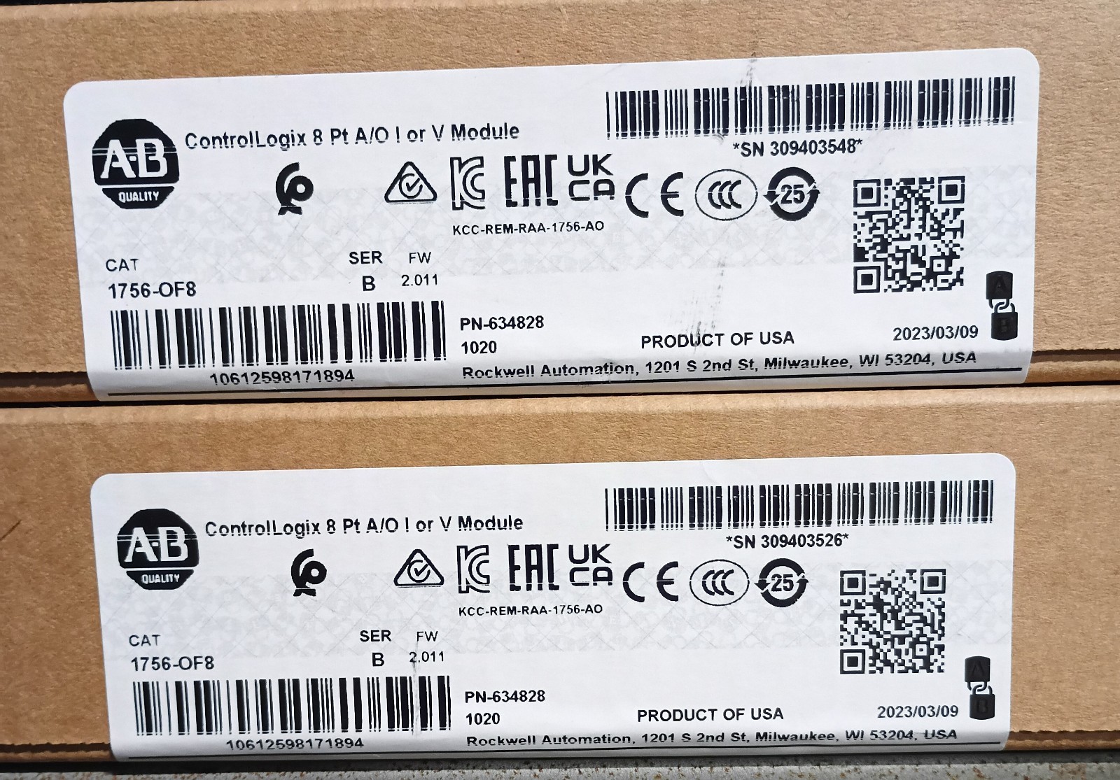 New Factory Sealed AB 1756-OF8 Analog Output Module Free Priority Shipping