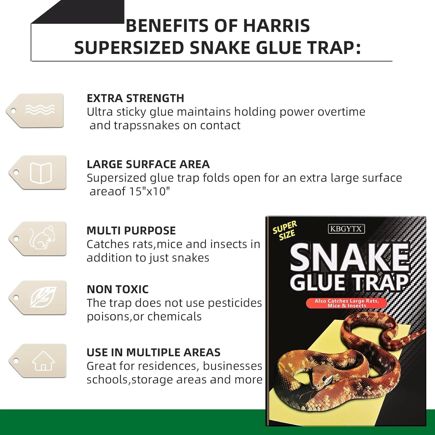 4 Pack 10" x 16" Large Snake Glue Traps with Enhanced Stickiness, Snake Rat Stic - product detail image 5