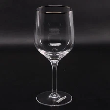 Noritake Wine Water Goblet Crystal Glass Platinum Trim 7 1/4" Japan Vintage