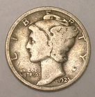 1925 Mercury Winged Head Dime 10 Cents Silver Coin F
