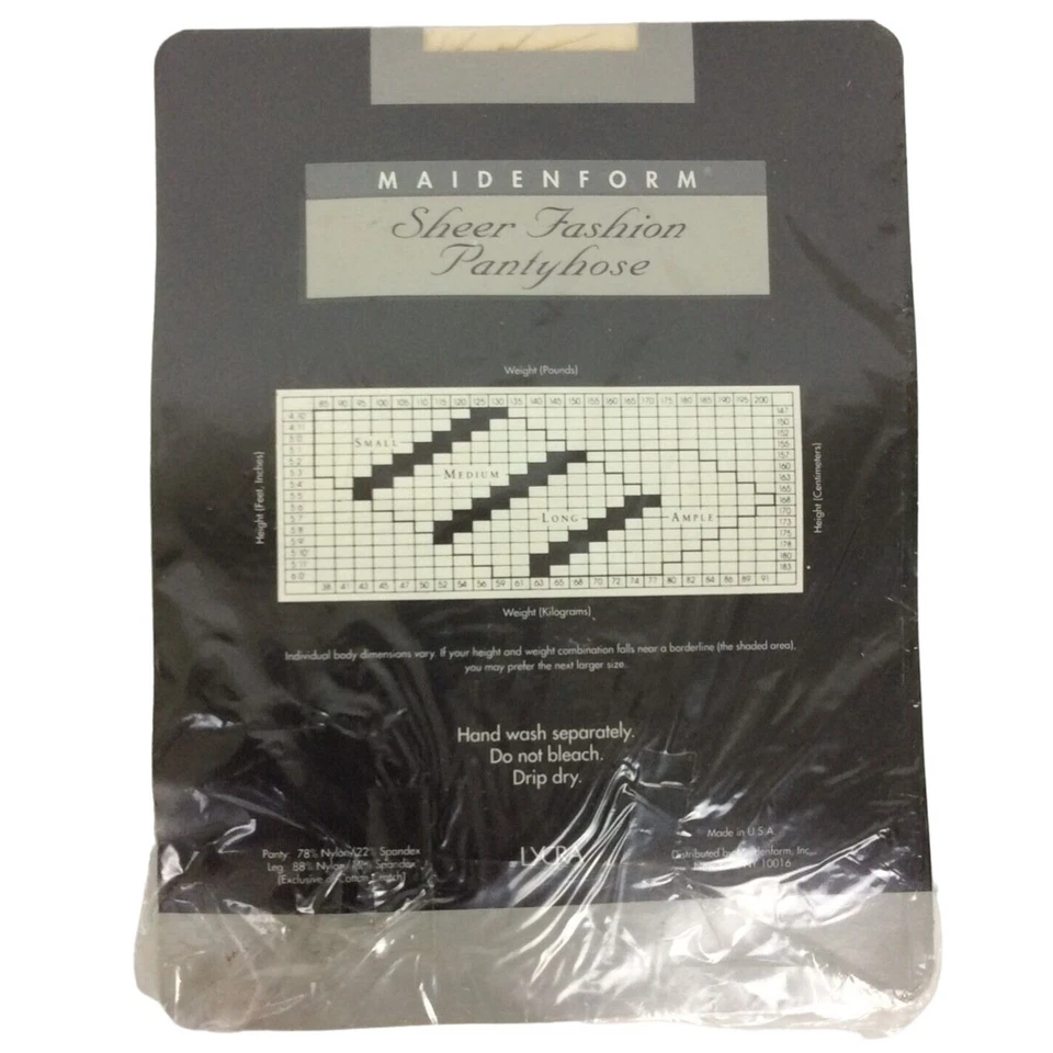 Pantimedias de Colección Maidenform Moda Transparente Largo Marfil Control Top Años 80 Foto 2 de 3
