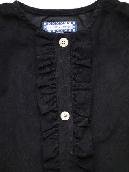 Nuevo con etiquetas Vestido para bebé y niño pequeño negro de pana de terciopelo y tweed Foto 2 de 4