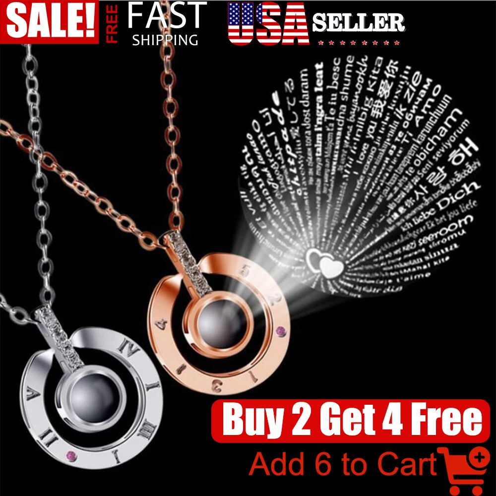 100 Languages Light Projection I Love You Pendant Necklace Xmas