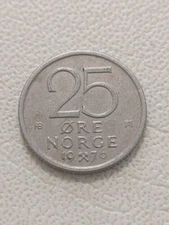 Coin, Norway, Olav V, 25 Öre, 1976, Copper-nickel, KM:417 Kayihan coins T154 