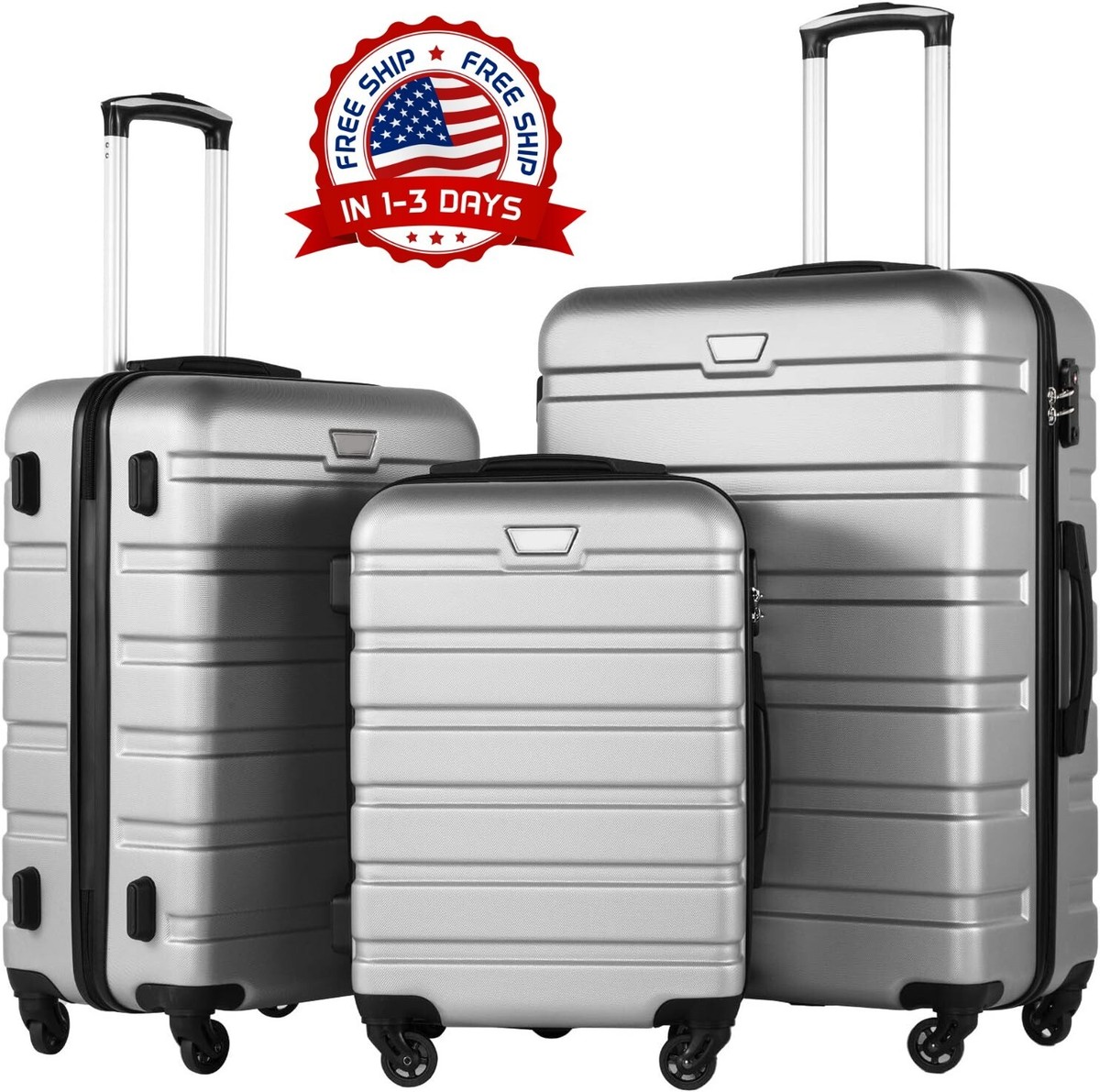 Juego De Equipaje Maletas Rígidas Mano Con Ruedas Para Viaje Avion Piezas  NEW