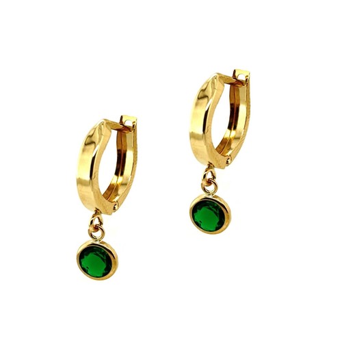 Pendientes colgantes Huggie redondos de oro amarillo de 14k - Imagen 7 de 14