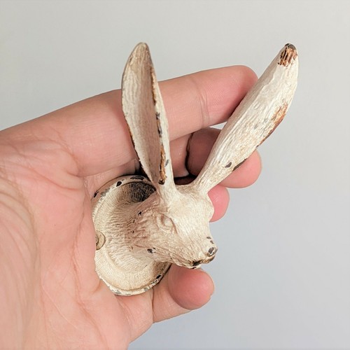 Rustic Hare Easter Bunny Coat Hook Vintage Cream Metal Animal Wall Door Hooks - Picture 2 of 4