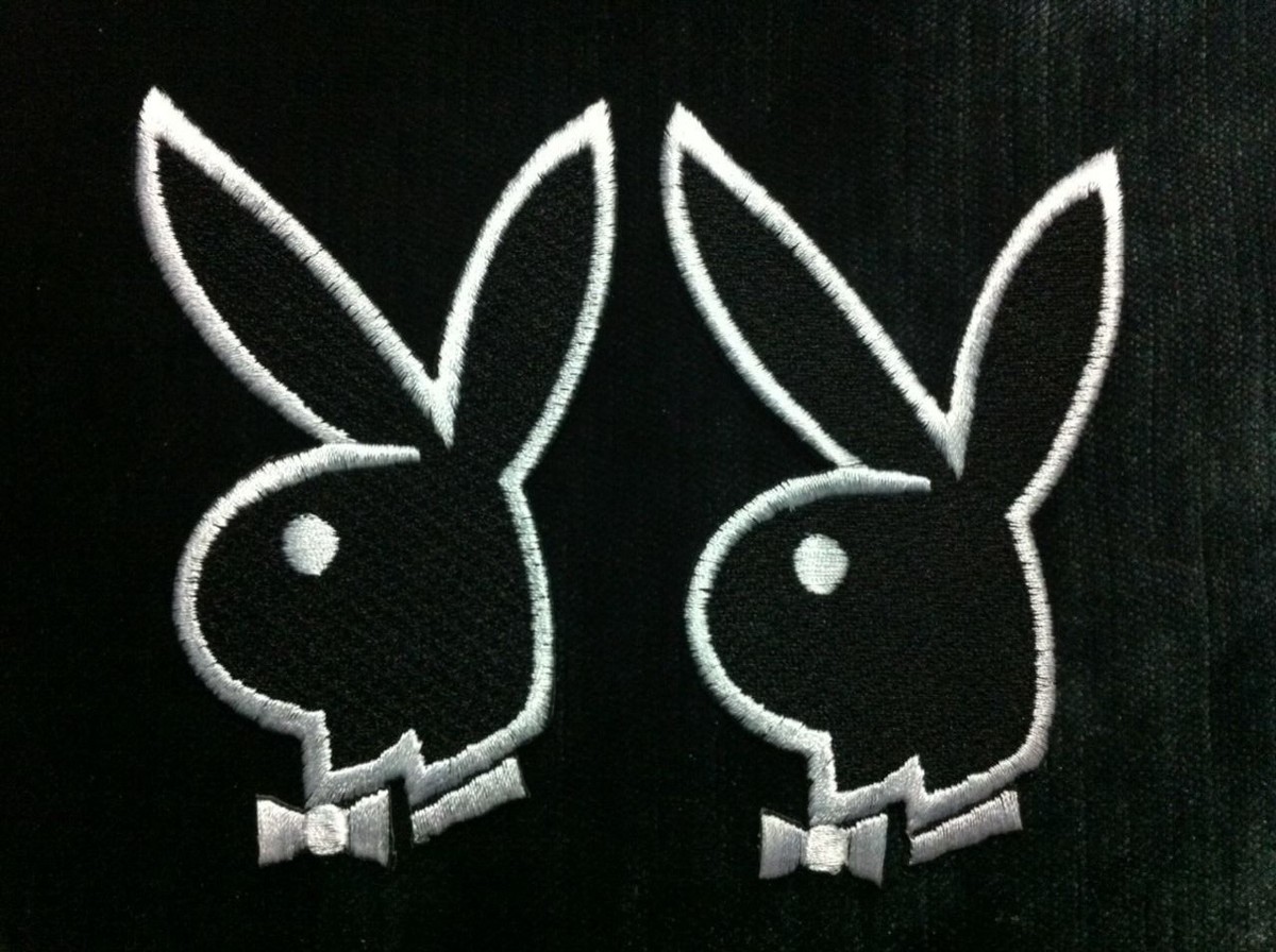 アイロンワッペン★PLAYBOY★黒 Lot 2 Pcs. Premium Playboy Bunny Embroidered Iron Patchs For T
