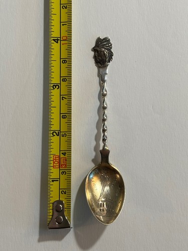 AntiqueSterling Silver Native American Theme Collectors Spoon Statue Of Liberty - Bild 8 von 8