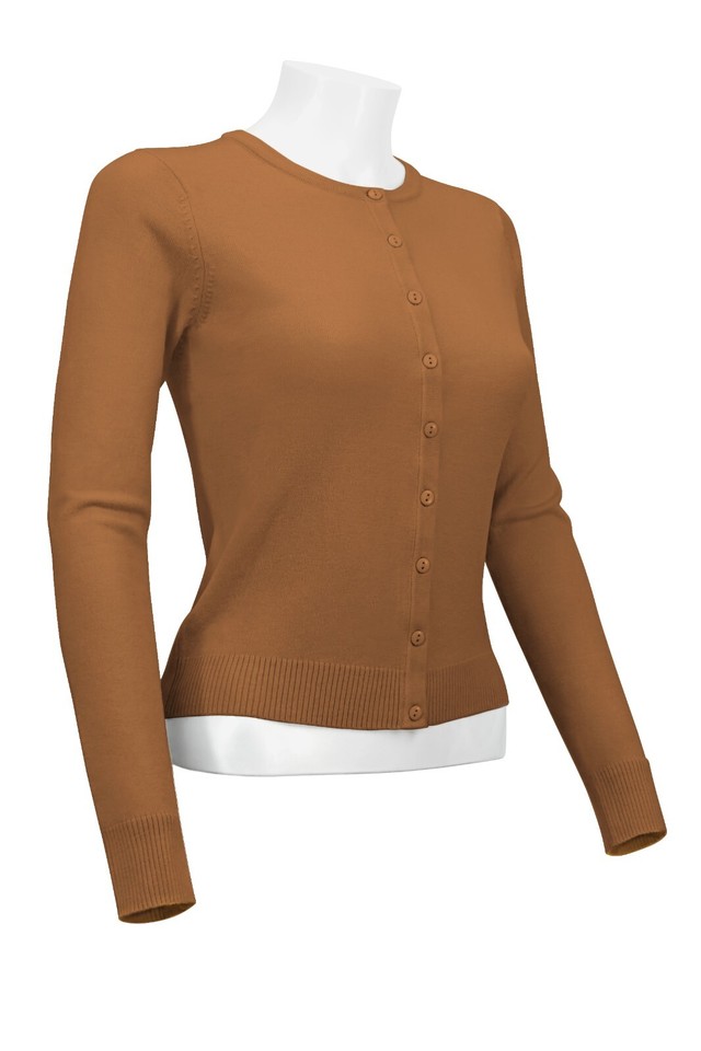 YEMAK Women's Long Sleeve Cardigan Sweater - Soft Button Down Crewneck Knit Top, Casual & Comfy