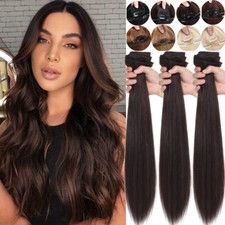 Real Thick 170g Clip In Human Hair Extensions Full Head Double Weft Straight 22