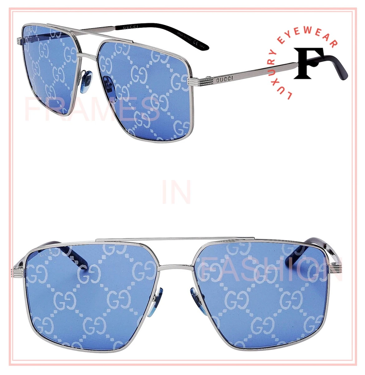 Gucci - Rectangular Acetate Sunglasses - Transparent Blue Acetate - Gucci  Eyewear - Avvenice