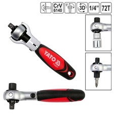 Drehkopfratsche Ratsche Knarre 180° Schwenkkopf 1/4" für Bits und Steckschlüssel