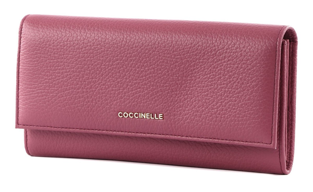 Coccinelle Portafoglio Metallic Soft In Pelle - Colore Rosette Beige - 13 Cm - 6 Scomparti Carte + Monete