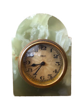 ANCIEN VINTAGE PENDULE RÉVEIL DEP art déco EN ONYX VERT